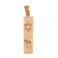 Gold Filled "Chai" Enamel Mezuzah Pendant